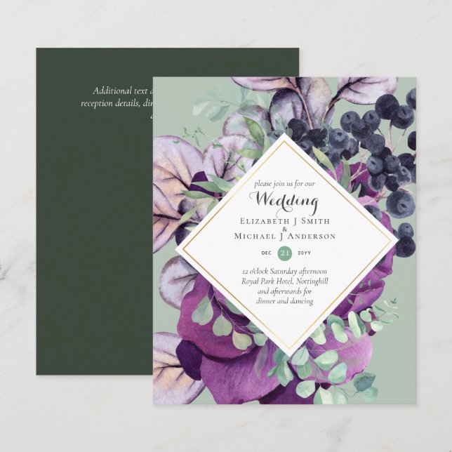 BUDGET Purple Blue Floral Casamentos (Frente/Verso)