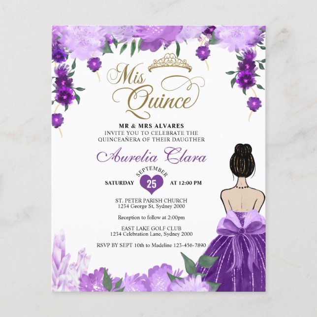 BUDGET Purple Floral Princess Mis Quince (Frente)