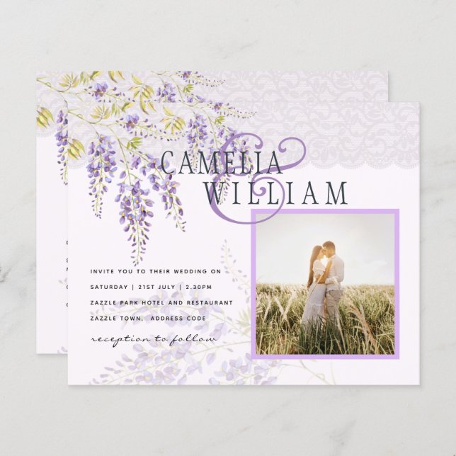 BUDGET Purple Wisteria Ampersand PHOTO Weding (Frente/Verso)
