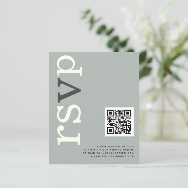 BUDGET QR code Sage Ivory Wedory Online RSVP (Em pé/Frente)
