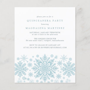 BUDGET Quinceanera Blue Snowflake Convite