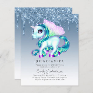 BUDGET Quinceanera Glitter Unicorn Anicorn Winged