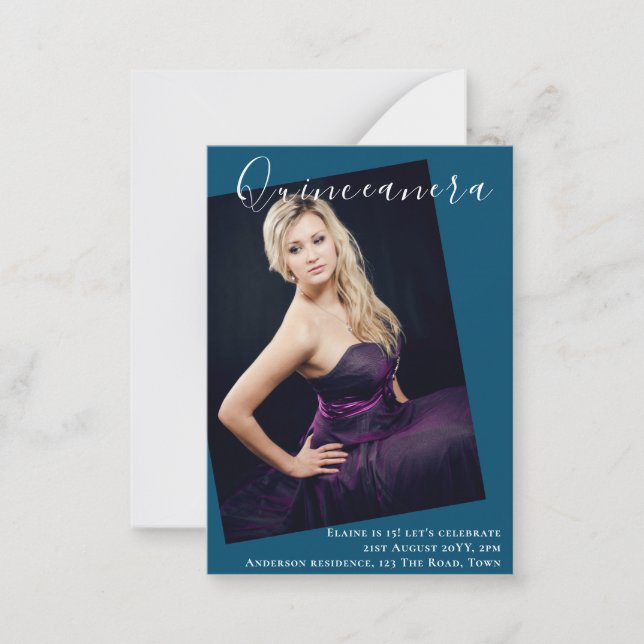 BUDGET Quinceanera PHOTO Convite (Frente)