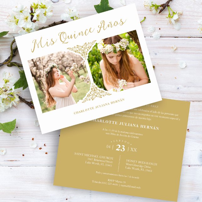 BUDGET Quinceañera Spanish Fancy Flourish 2 Photos (Criador carregado)