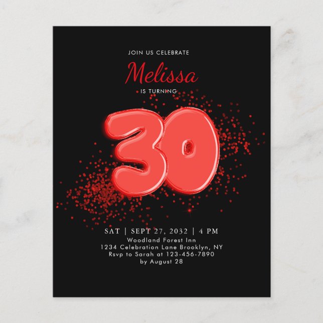 BUDGET Red Black Balloons Confetti Adulto Aniversá (Frente)