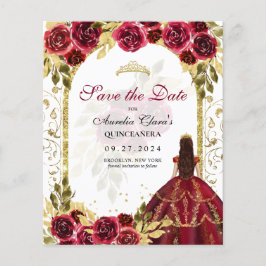 BUDGET Red Floral Princesa Dourada Arca Quinceaner