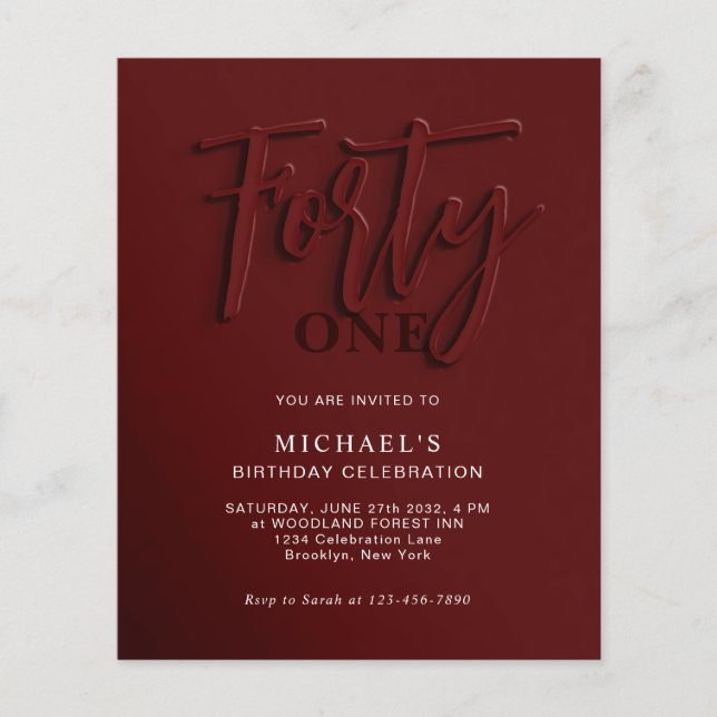 BUDGET Red Script 40º Aniversário do Adulto (Frente)