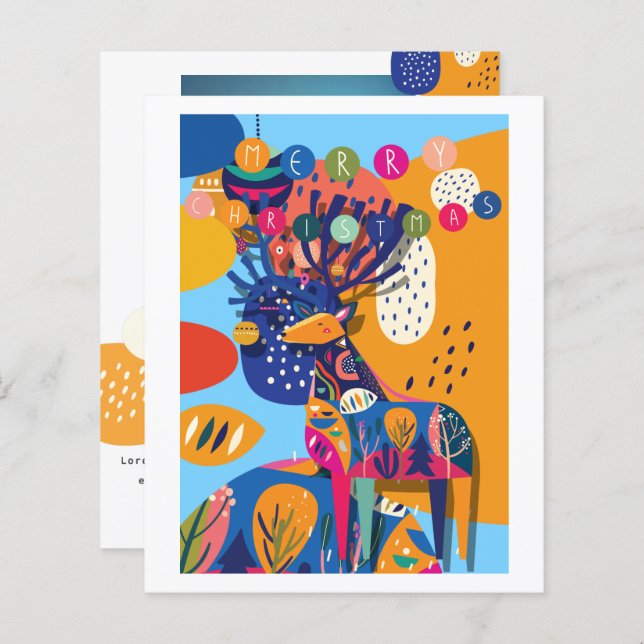BUDGET Reindeer Colorida de Natal Personalizado (Frente/Verso)