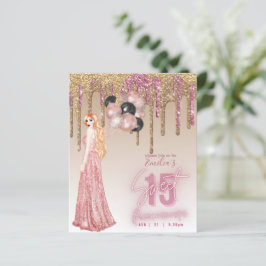 BUDGET Rosa Dourada Glitter Quinceanera Cabelo Ver