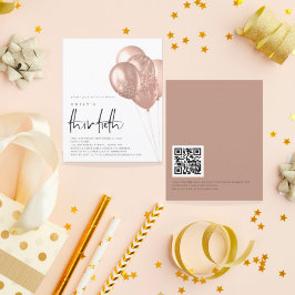 Budget Rose Gold Balloons QR Code 30th Party