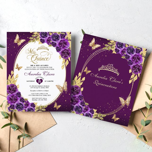 BUDGET Roxo Dourado Tiara Mis Quinceanera (Criador carregado)