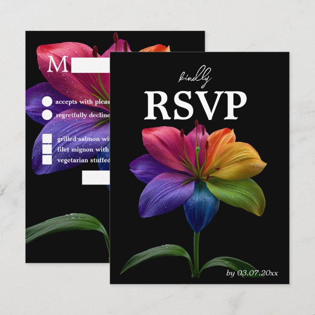 🌈 Budget RSVP Feast & Flourish Technicolor Love  (Frente/Verso)