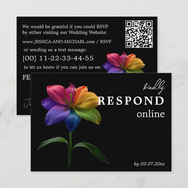 🌈 Budget RSVP online Technicolor Love  (Frente/Verso)