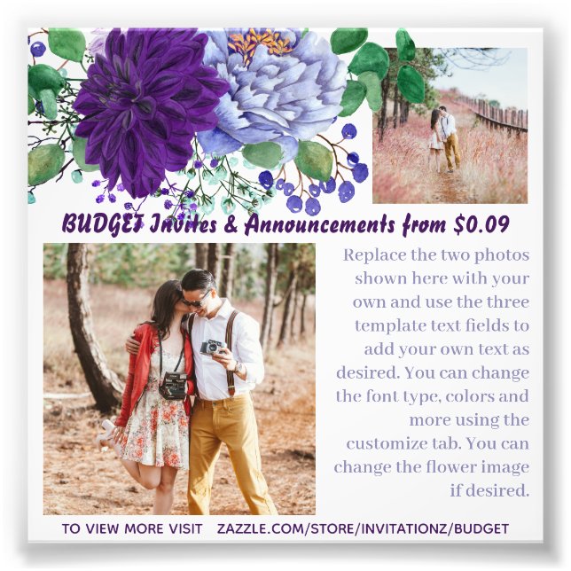 BUDGET Rustic BLUE Flowers Fotografia Modelo (Frente)