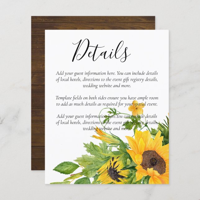 BUDGET Rustic Sunflower Details Enclosure (Frente/Verso)