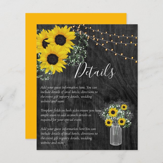 BUDGET Rustic Sunflower Details Enclosure (Frente/Verso)