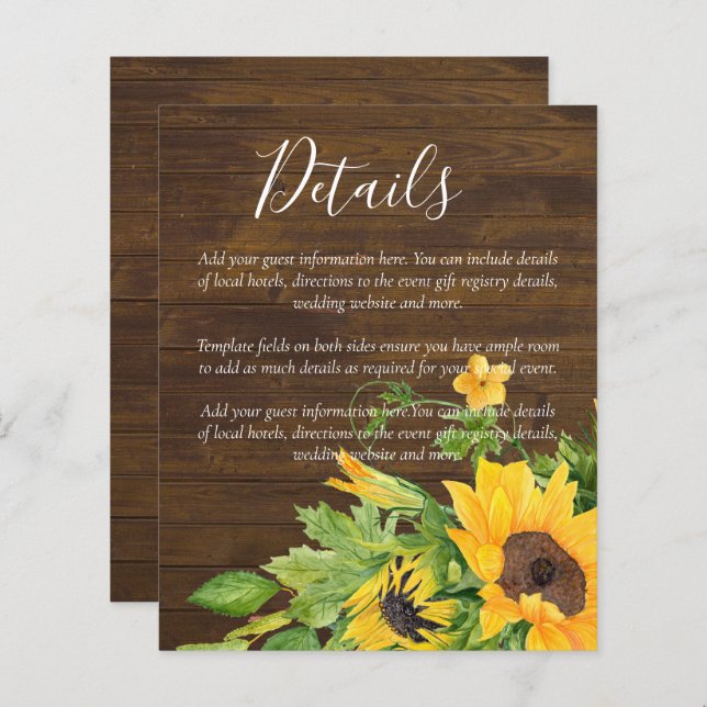 BUDGET Rustic Sunflower Details Enclosure (Frente/Verso)