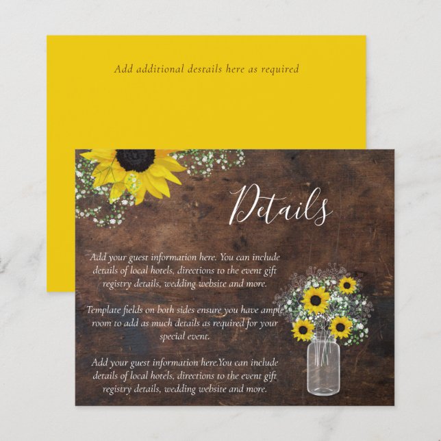BUDGET Rustic Sunflower Details Enclosure (Frente/Verso)