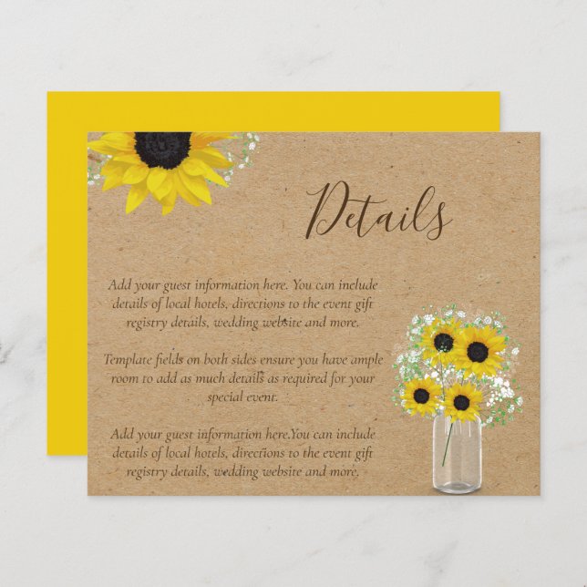 BUDGET Rustic Sunflower Details Enclosure (Frente/Verso)