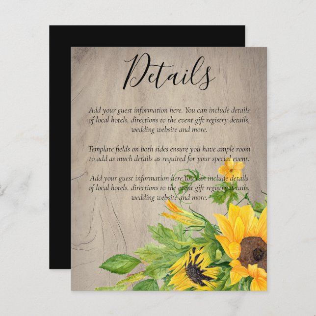 BUDGET Rustic Sunflower Details Enclosure (Frente/Verso)