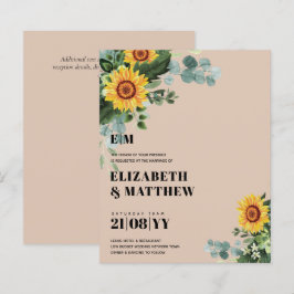 BUDGET Rustic Sunflower Texto Moderno Casamento