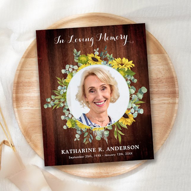 Budget Rustic Sympathy Funeral Thank You Sunflower (Criador carregado)