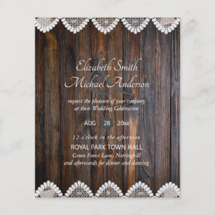 BUDGET Rustic Wood Lace Casation Convite