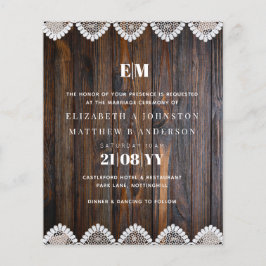 BUDGET Rustic Wood Lace Casation Convite