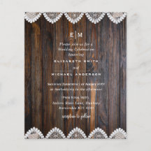 BUDGET Rustic Wood Lace Casation Convite