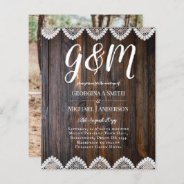 BUDGET Rustic Wood Lace Casation Convite
