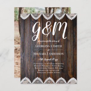 BUDGET Rustic Wood Lace Casation Convite