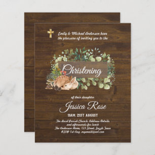 BUDGET Rustic Woodland Christening Convite Baptism