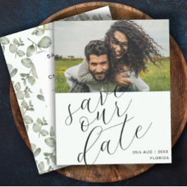 Budget Save Our Date Sage GreenPhoto Wedding