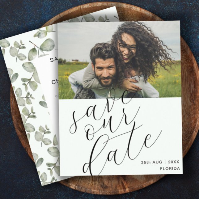 Budget Save Our Date Sage GreenPhoto Wedding (Criador carregado)