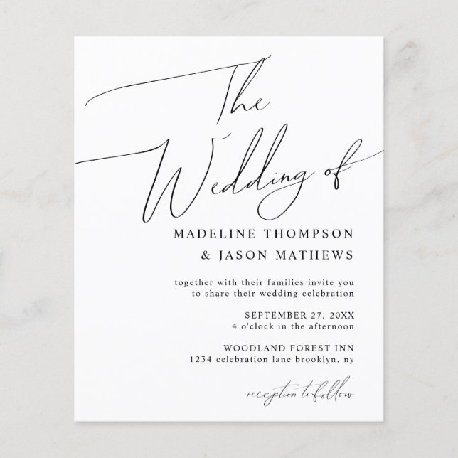 BUDGET Simple Black and White Script O Casamento (Frente)