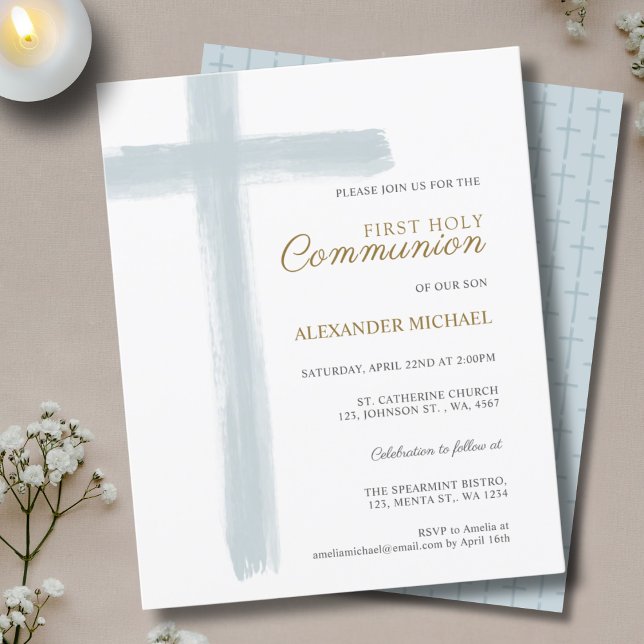 Budget Simple Blue Cross Boy First Holy Communion (Criador carregado)
