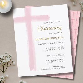 Budget Simple Pink Cross Girl Christening Baptism