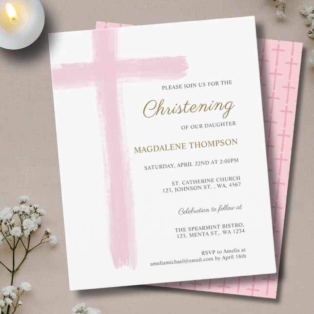 Budget Simple Pink Cross Girl Christening Baptism (Criador carregado)