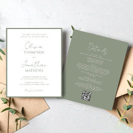 BUDGET Simple Sage Green Script QR Code Casamento