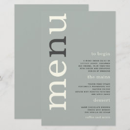 BUDGET Simple Sage Typografia de marfim Menu Casam