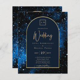 BUDGET Starry Night Marinho Blue Dourado Convite d