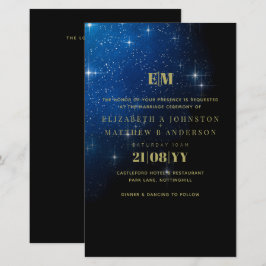 BUDGET Starry Night Marinho Dourado A9 Convites de