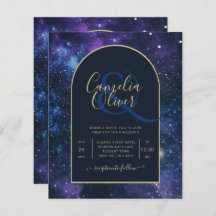 BUDGET Starry Night Purple Blue Convite de casamen