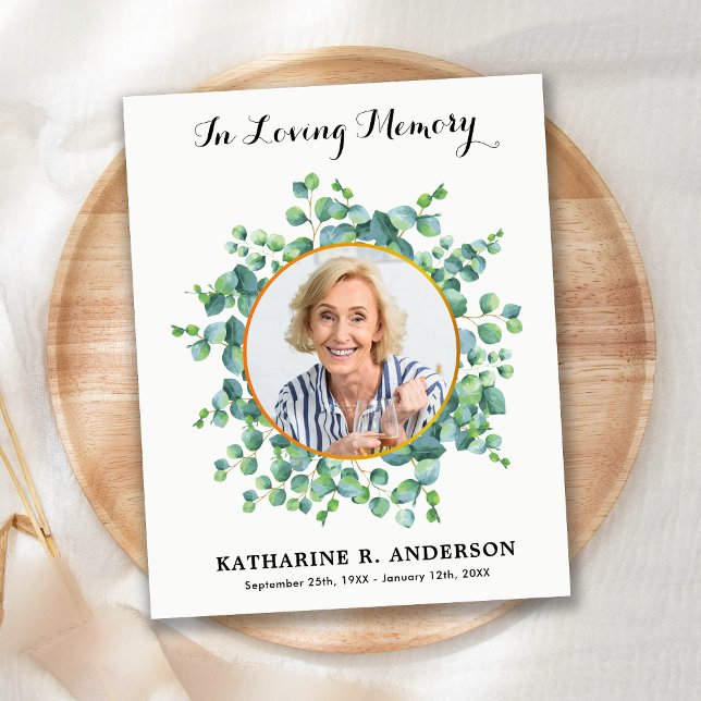 Budget Sympathy Eucalyptus Funeral Thank You Card  (Criador carregado)