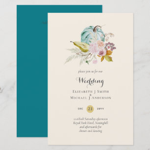 BUDGET Teal Pumpkin Queda Convite de casamento Flo