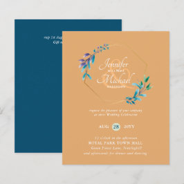 BUDGET Teal Purple Dourado Wreath Convites