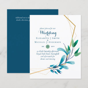 BUDGET Teal Purple Dourado Wreath Convites