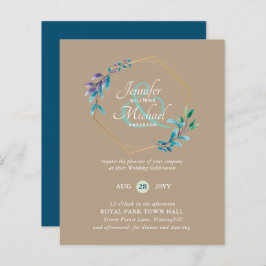 BUDGET Teal Purple Dourado Wreath Convites
