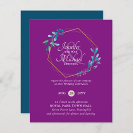 BUDGET Teal Purple Dourado Wreath Convites