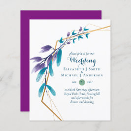 BUDGET Teal Purple Dourado Wreath Convites
